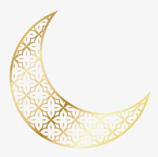 镂空金色花纹月亮免抠