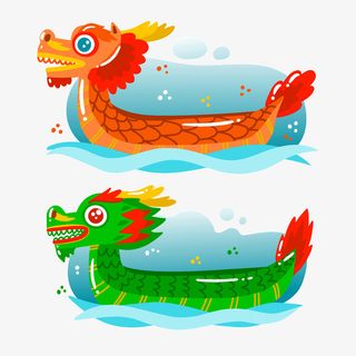 端午赛龙舟手绘动漫卡通龙舟2免抠