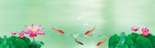 中国风荷花鱼气泡背景banner