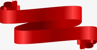 矢量手绘红色条幅免抠