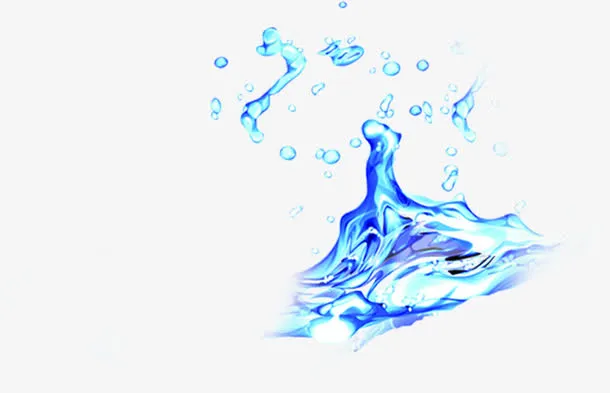夏天清凉蓝色水花免抠