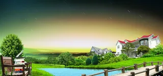 房地产广告绿色宣传海报高清