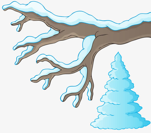 积雪和雪松免抠
