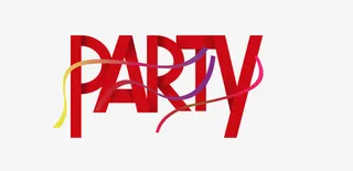 创意红色party艺术字免抠