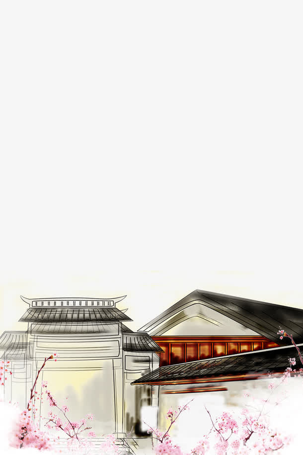 古色古香的房屋建筑免抠