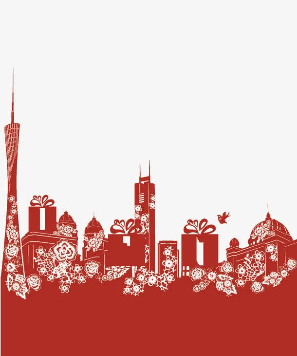 城市雕花剪影免抠