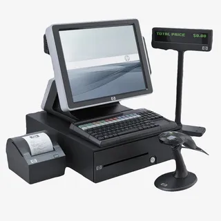 黑色大显示屏扫描收款机免抠