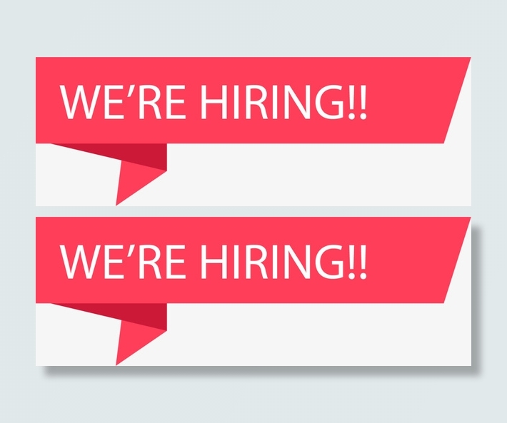 红色扁平招聘标签免抠