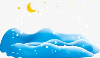 寒冷冬季蓝色雪地免抠