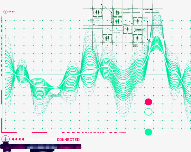 荧光绿波动曲线图免抠
