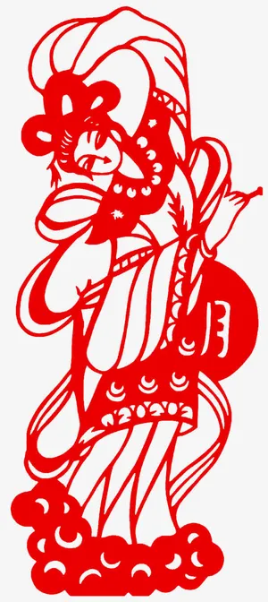 嫦娥奔月剪纸图片免抠