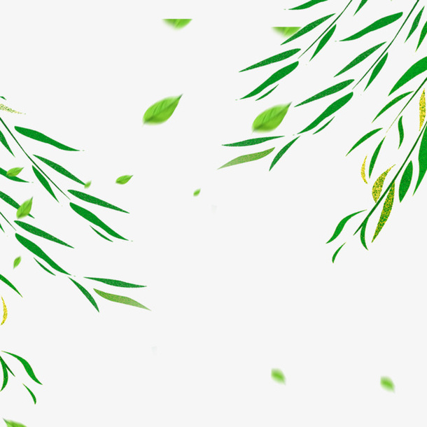 飘散的树叶，柳叶叶子春天免抠漂浮叶子元素