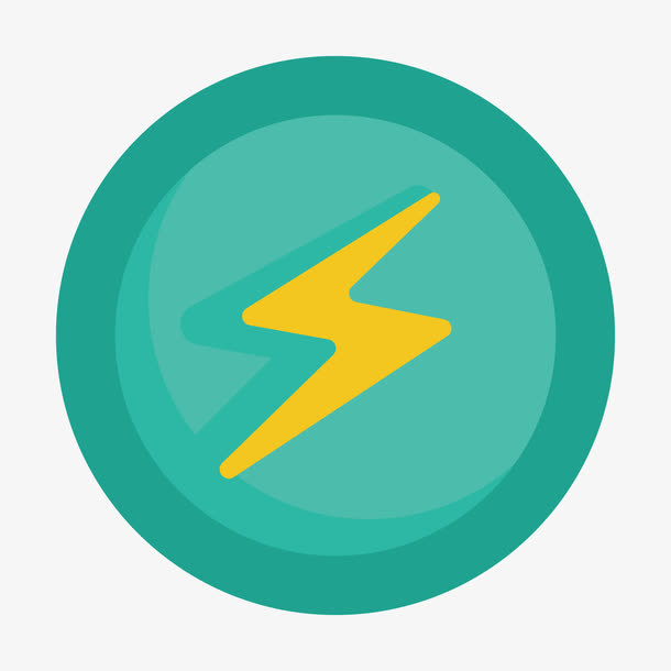 蓝色圆形闪电免抠