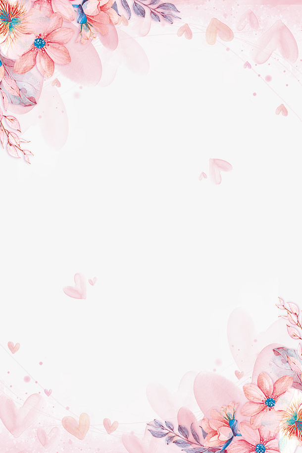 粉红主题花朵花瓣边框免抠手绘/卡通卡通元素