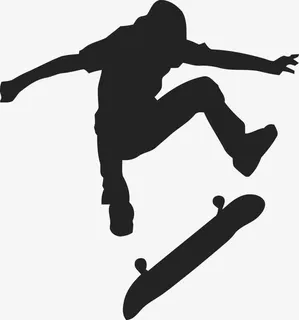 滑板剪影人物素材免抠