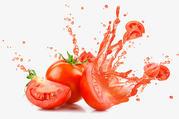 新鲜西红柿碎裂素材免抠