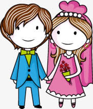 卡通婚纱照七夕免抠