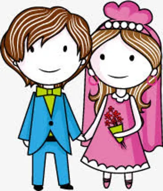 卡通婚纱照七夕免抠