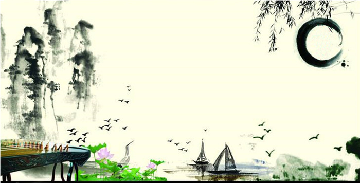 浓郁的山水水墨画背景高清