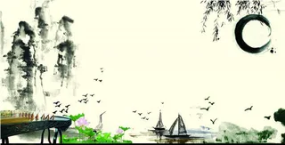 浓郁的山水水墨画背景高清