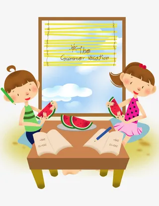 卡通夏日孩子免抠