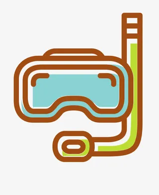 矢量彩色卡通游泳镜潜水套装免抠