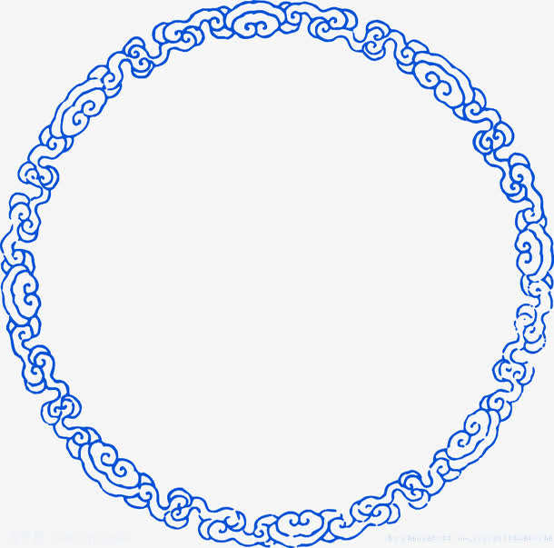 蓝色中国风祥云边框纹理免抠