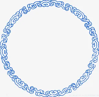 蓝色中国风祥云边框纹理免抠