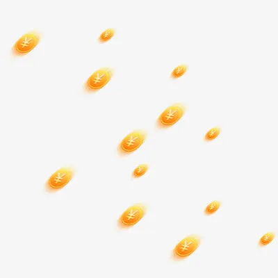 黄色模糊漂浮钱币免抠