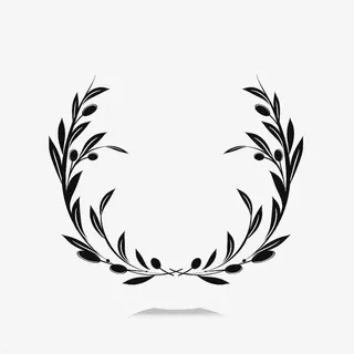 黑色简约橄榄枝花环插画图标免抠免抠
