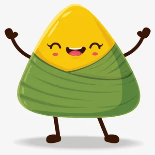 彩色圆角欢呼的粽子元素免抠