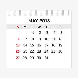 黑白色五月台历免抠