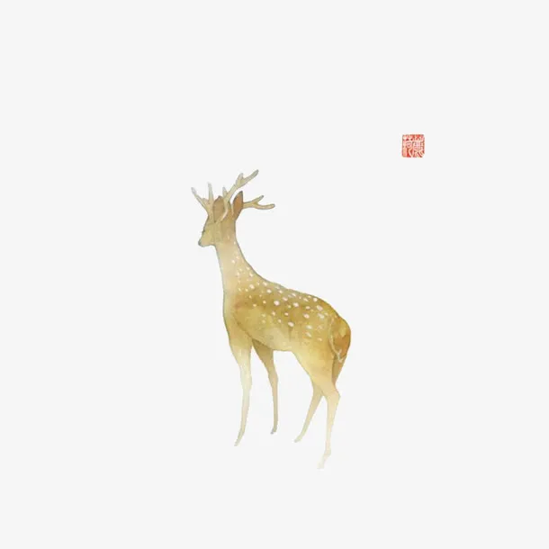 手绘梅花鹿免抠