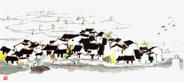 中国风村庄免抠