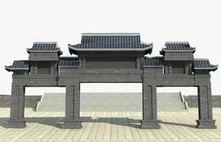 中式气派大门免抠