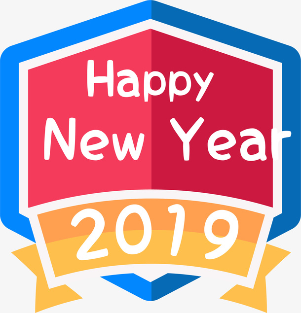 卡通红色新年庆祝标签免抠