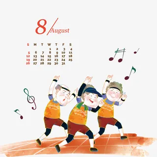 年日历之8月免抠