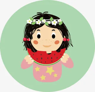 吃西瓜的小女孩免抠