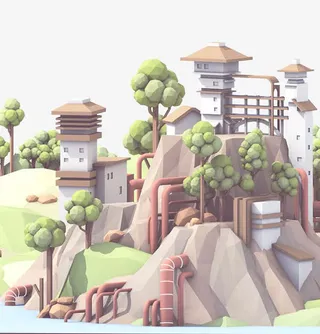 3D工厂建筑免抠