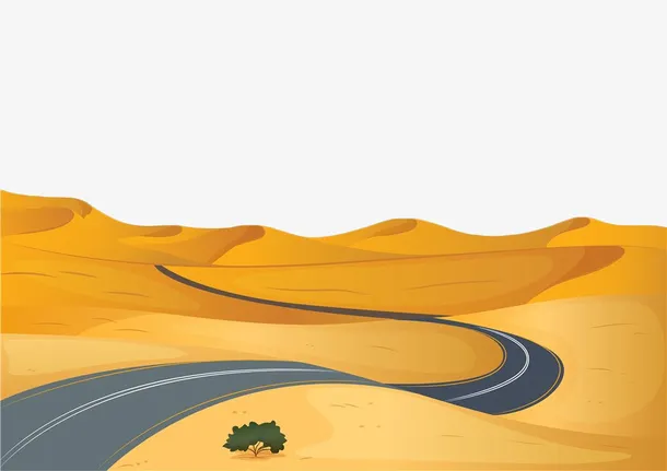 沙漠中的沥青公路免抠