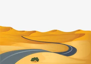 沙漠中的沥青公路免抠