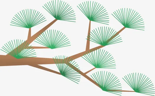 绿色中国风松枝植物免抠