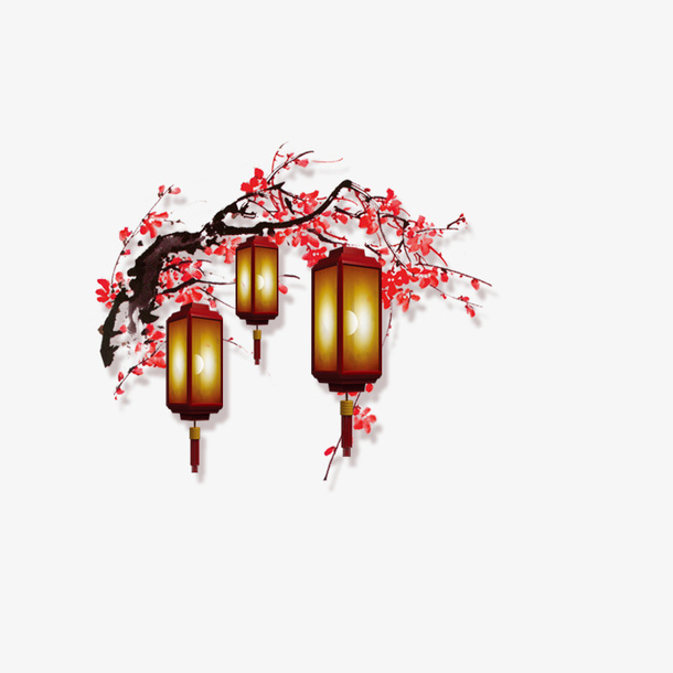 节庆梅花灯笼免抠