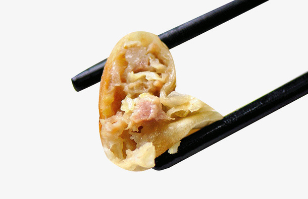 筷子夹起的锅贴素材免抠