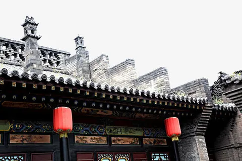 实物中式建筑青瓦白墙免抠