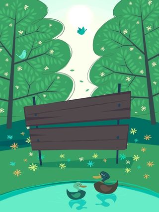 春天插画手绘海报背景模板高清