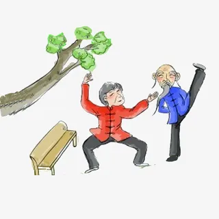 运动的老人家免抠