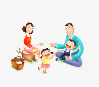 手绘卡通一家四口免抠素材免抠