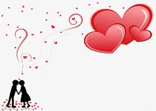 水墨爱心手牵手免抠