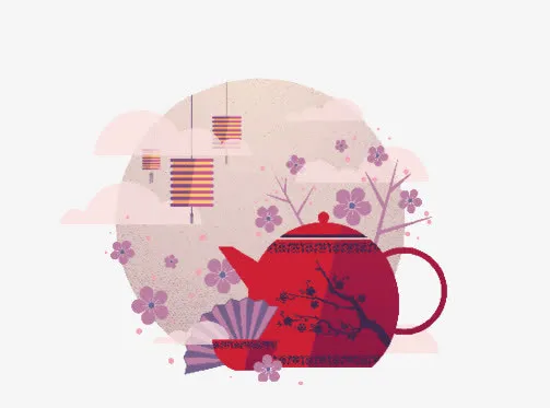 中秋喝茶素材免抠